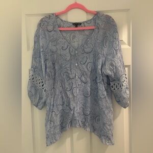 Light Blue Paisley Blouse (Size XL)